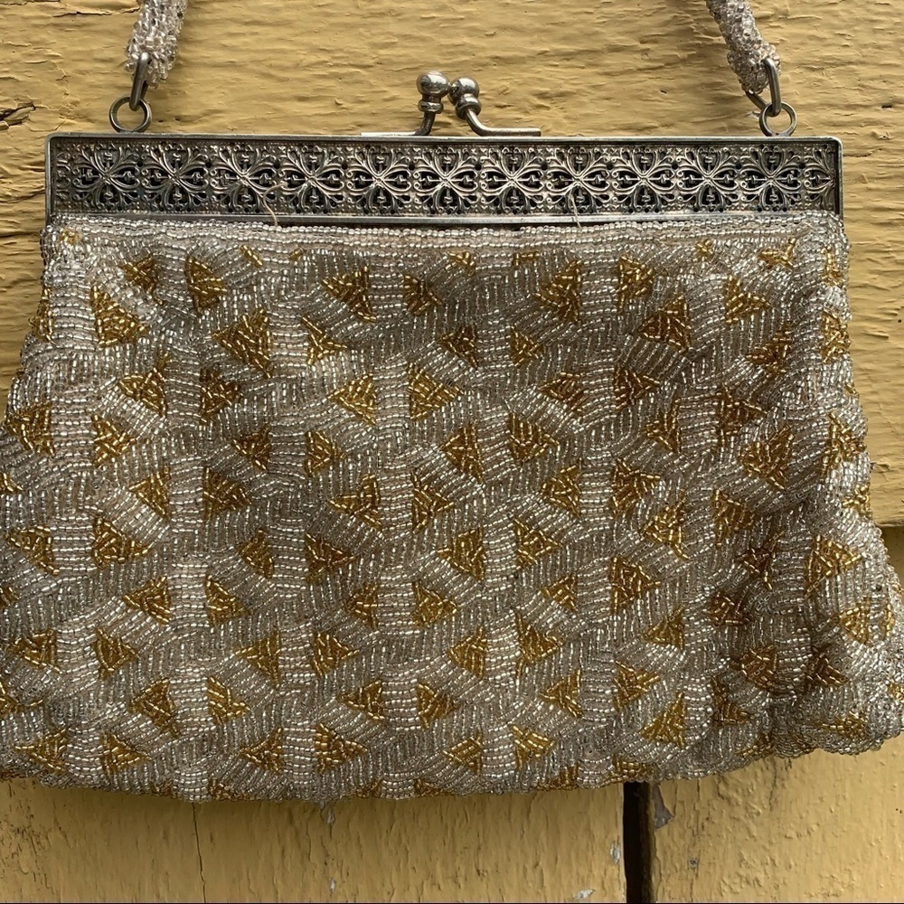 Vintage British Crown Colony Beaded Beads Bag